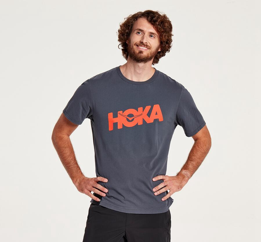 Hoka Australia One One Brand - Mens Tee Blue - TJOCI-5781